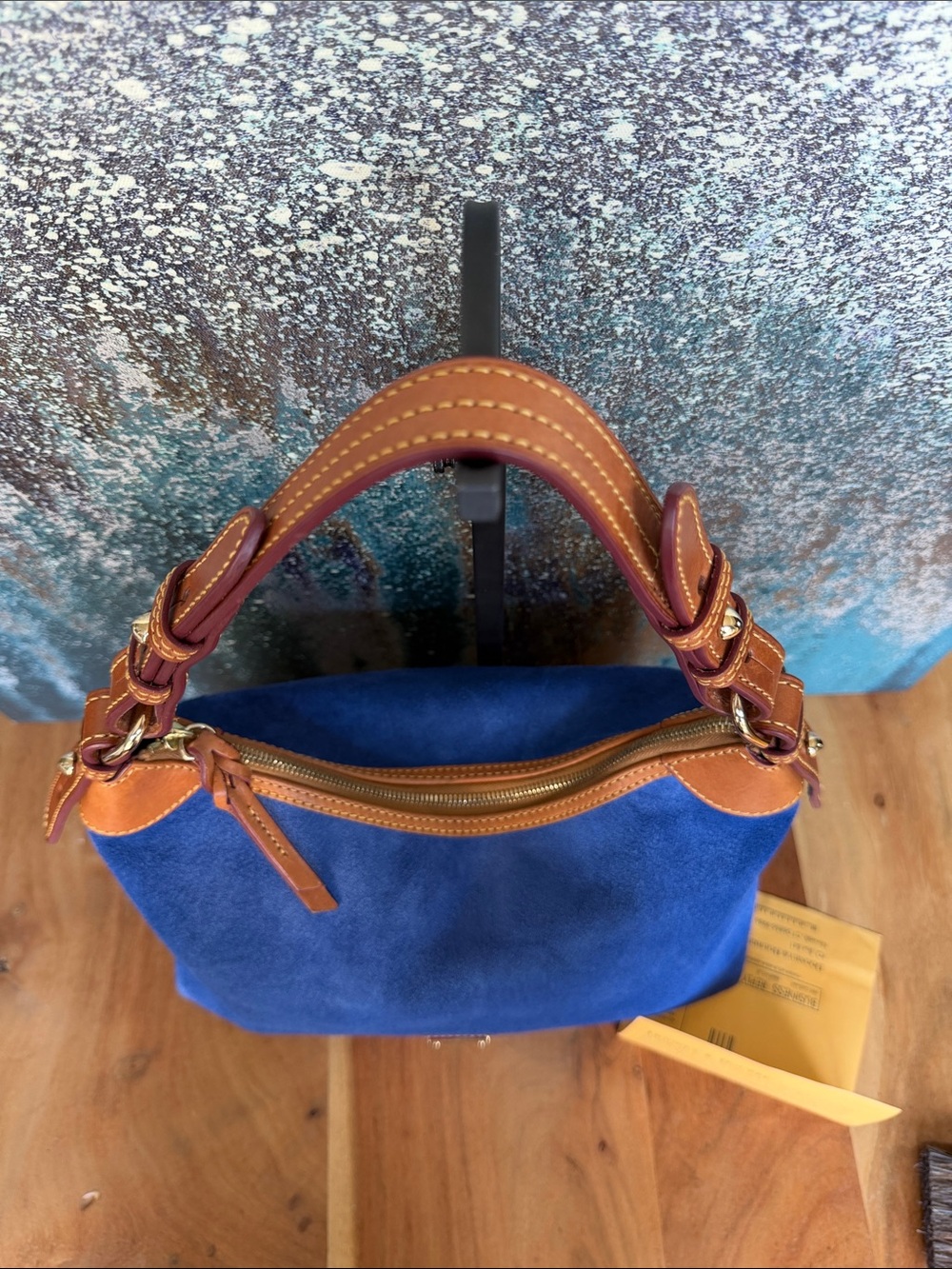 Dooney & Bourke Quiet Luxury 2020’s Italian Suede Hobo Bag Royal Blue EUC - Picture 9 of 16